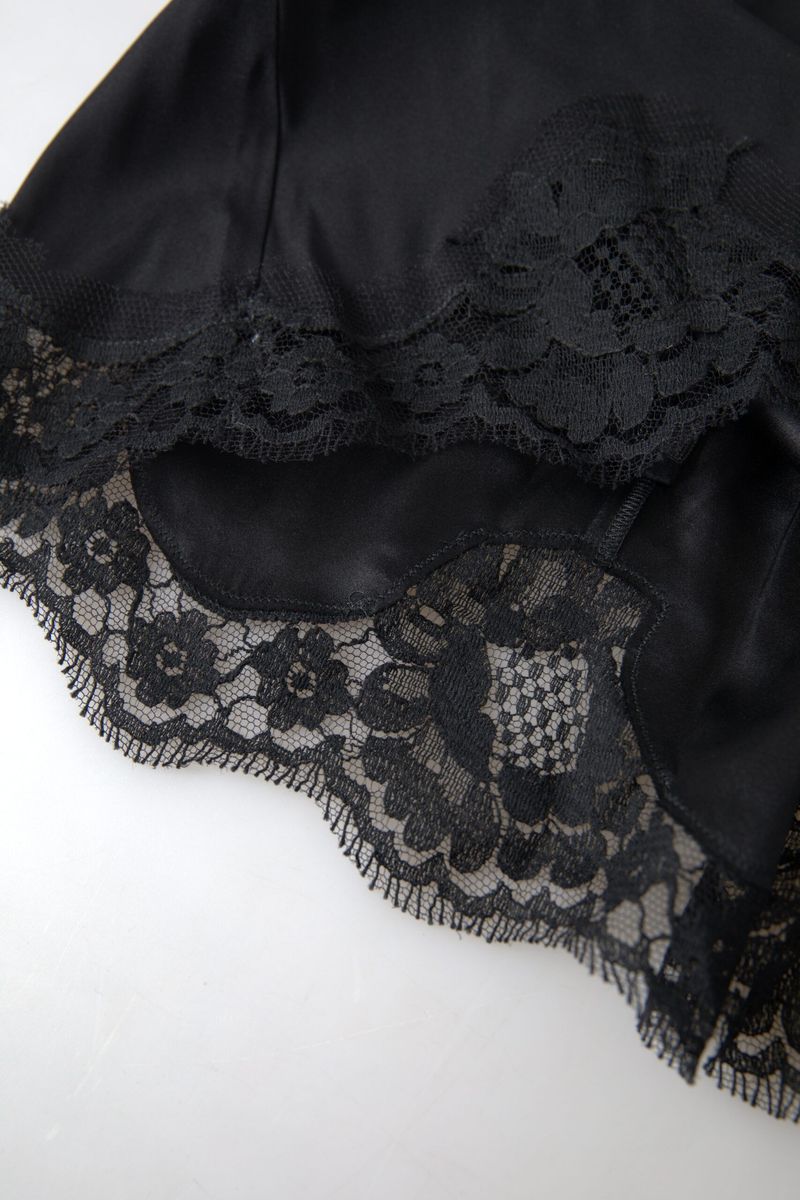 Black Lace Silk Sleepwear Camisole Underwear - it38-xs