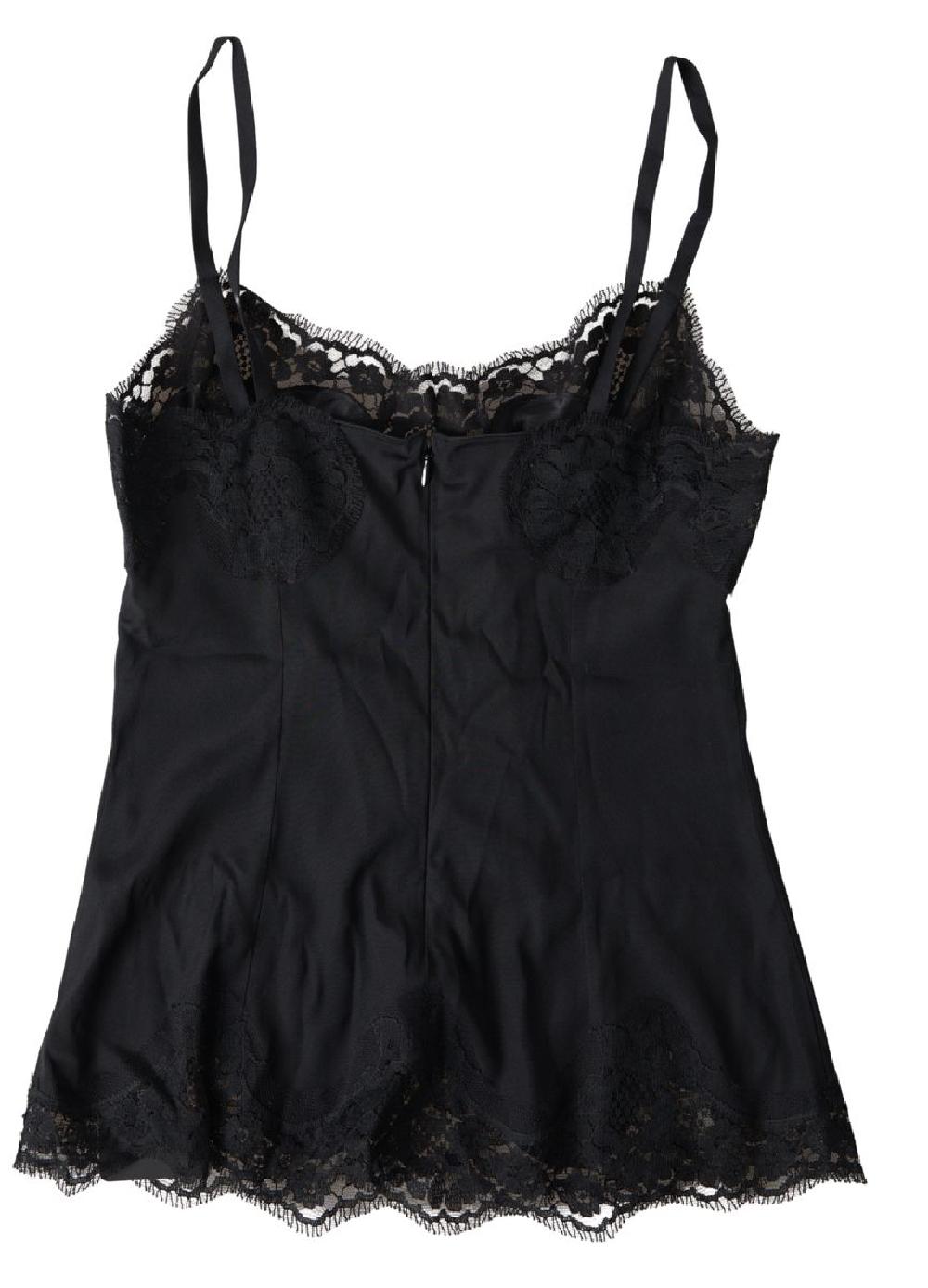 Black Lace Silk Sleepwear Camisole Underwear - it38-xs