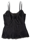 Black Lace Silk Sleepwear Camisole Underwear - it36-xxs