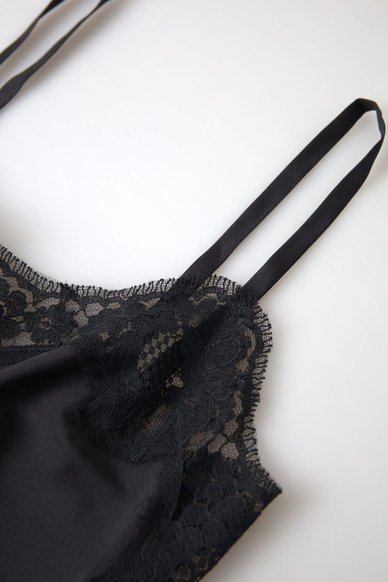 Black Lace Silk Sleepwear Camisole Underwear - it36-xxs
