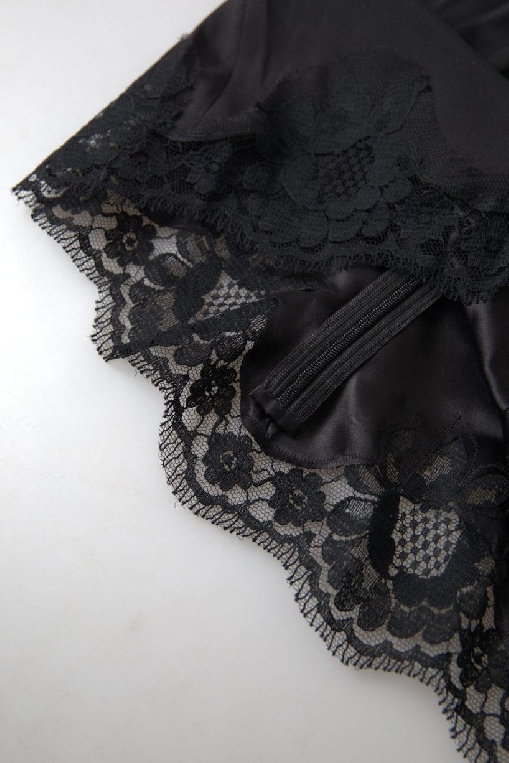 Black Lace Silk Sleepwear Camisole Underwear - it36-xxs