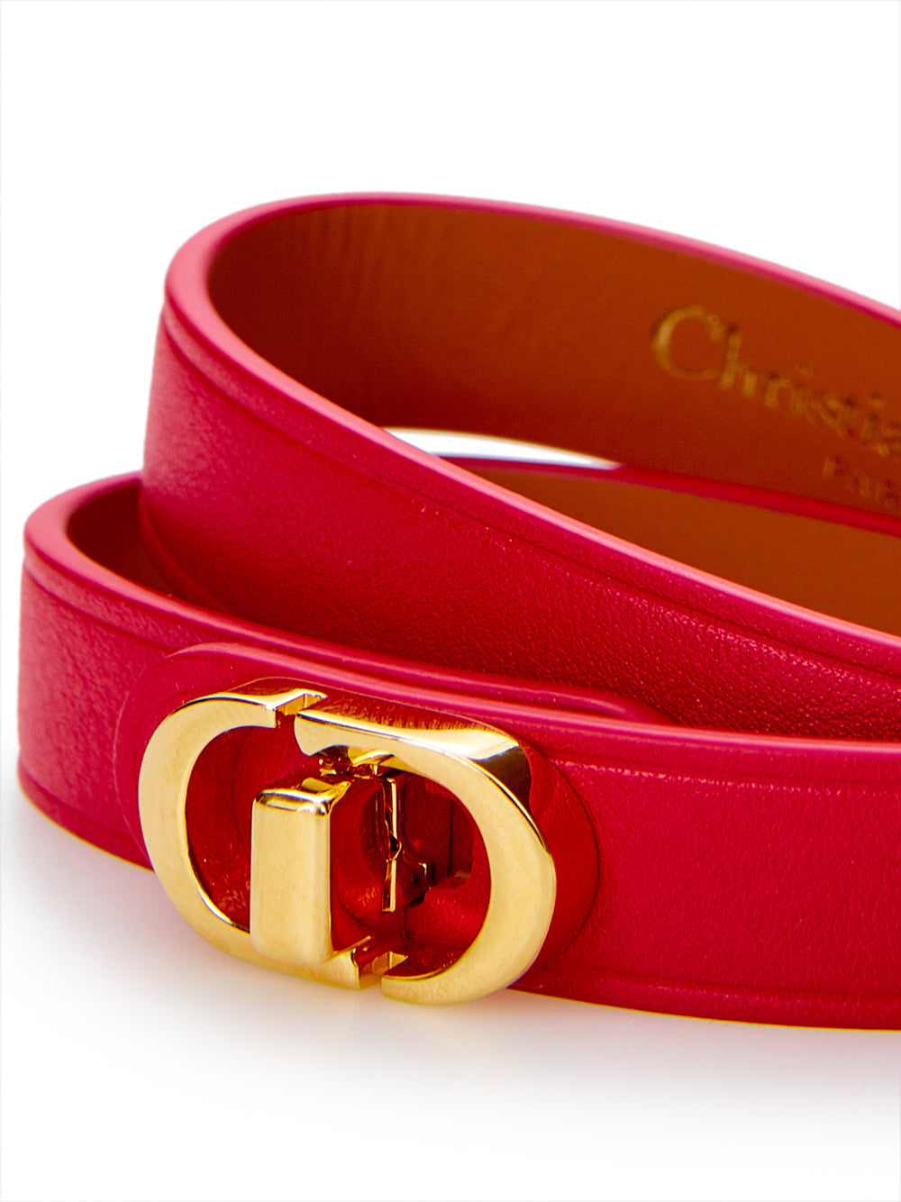 Red Leather Double Band CD Bracelet - s