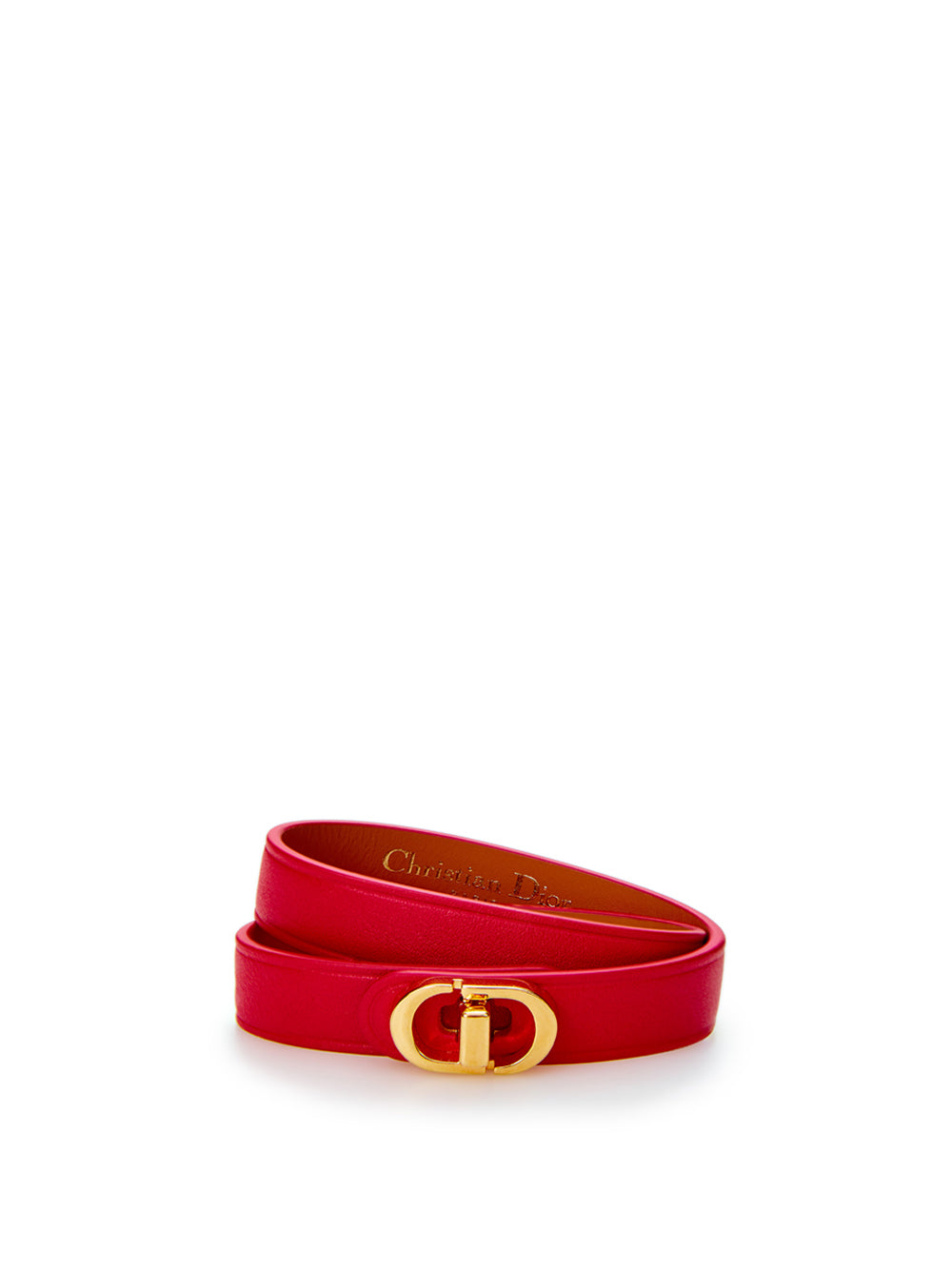 Red Leather Double Band CD Bracelet - l