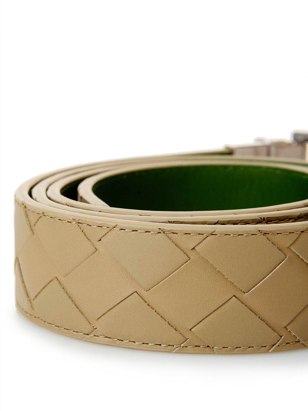Dove Grey Leather Intreccio Belt - 90-cm-36-inches
