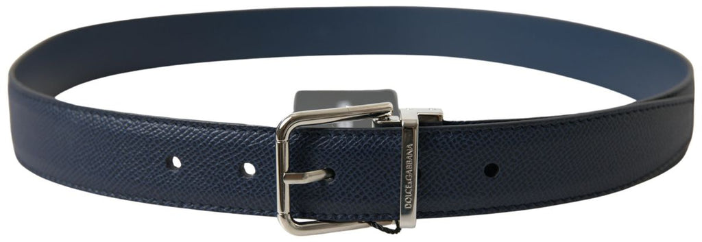 Blue Leather Silver Metal Buckle Belt - 95-cm-38-inches
