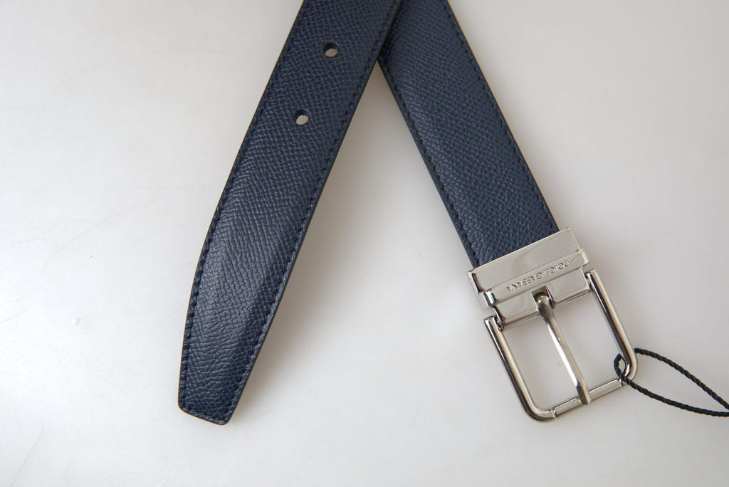 Blue Leather Silver Metal Buckle Belt - 95-cm-38-inches
