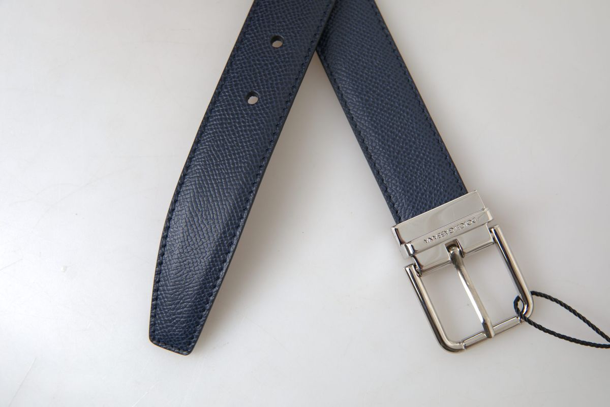 Blue Leather Silver Metal Buckle Belt - 95-cm-38-inches