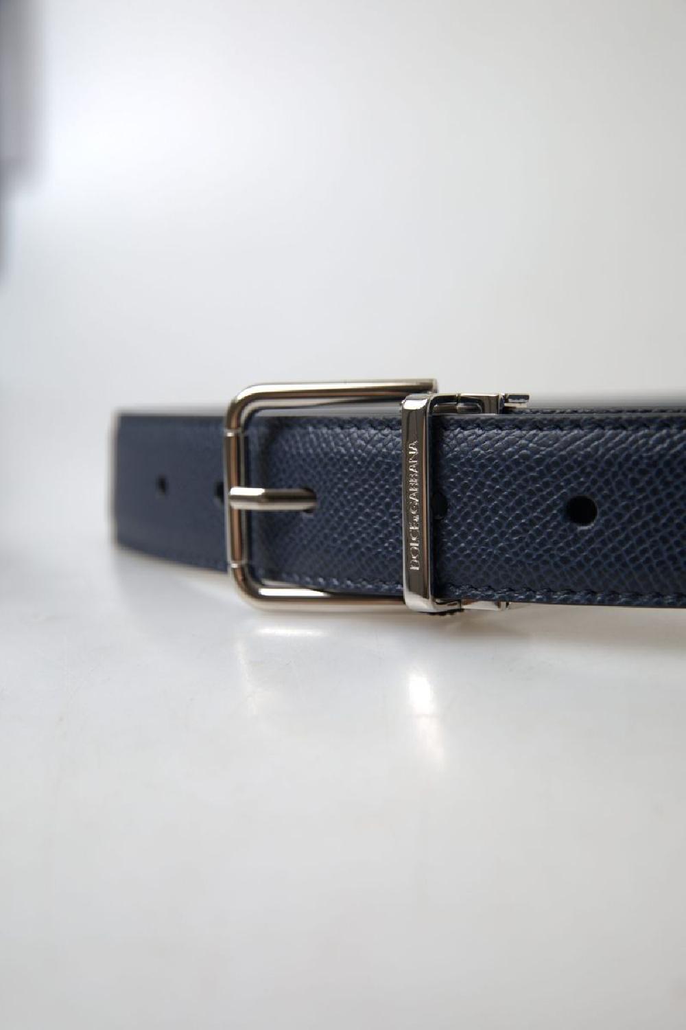 Blue Leather Silver Metal Buckle Belt - 95-cm-38-inches