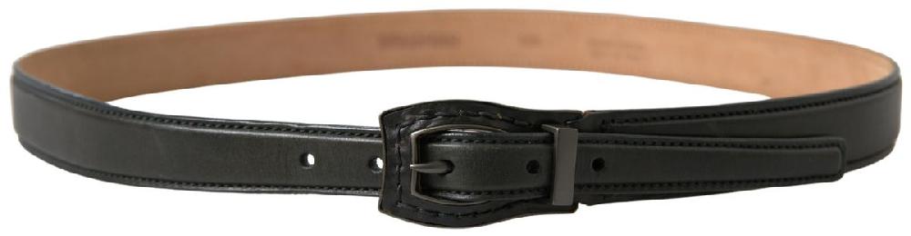 Black Leather Metal Buckle Cintura Belt - 90-cm-36-inches