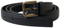 Black Leather Gold Metal Buckle Men Belt - 100-cm-40-inches