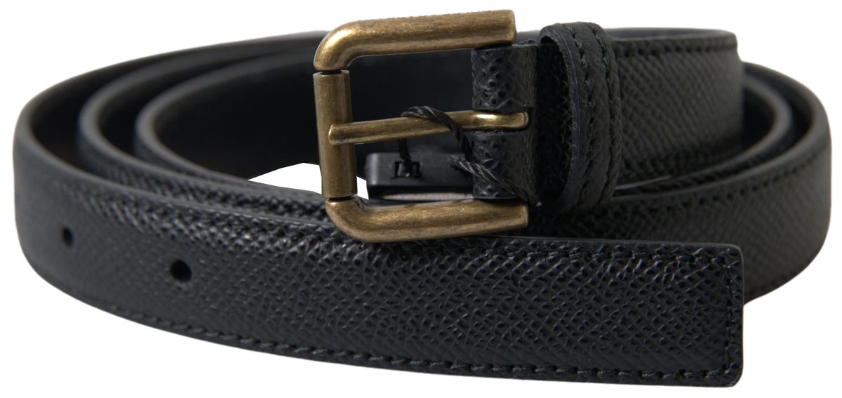 Black Leather Gold Metal Buckle Men Belt - 100-cm-40-inches