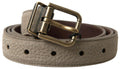 Beige Leather Gold Metal Buckle Men Belt - 95-cm-38-inches