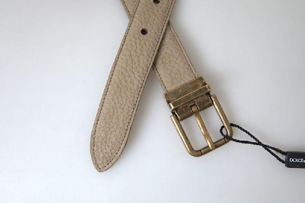 Beige Leather Gold Metal Buckle Men Belt - 95-cm-38-inches