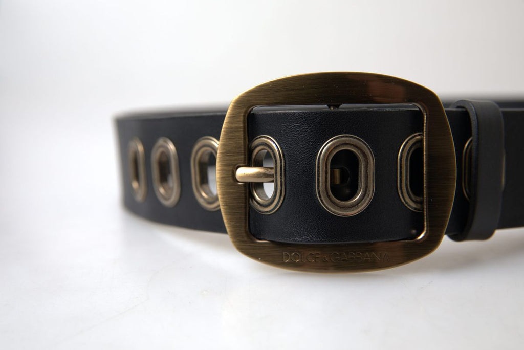Black Leather Gold Metal Buckle Men Belt - 85-cm-34-inches