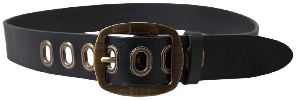 Black Leather Gold Metal Buckle Men Belt - 85-cm-34-inches