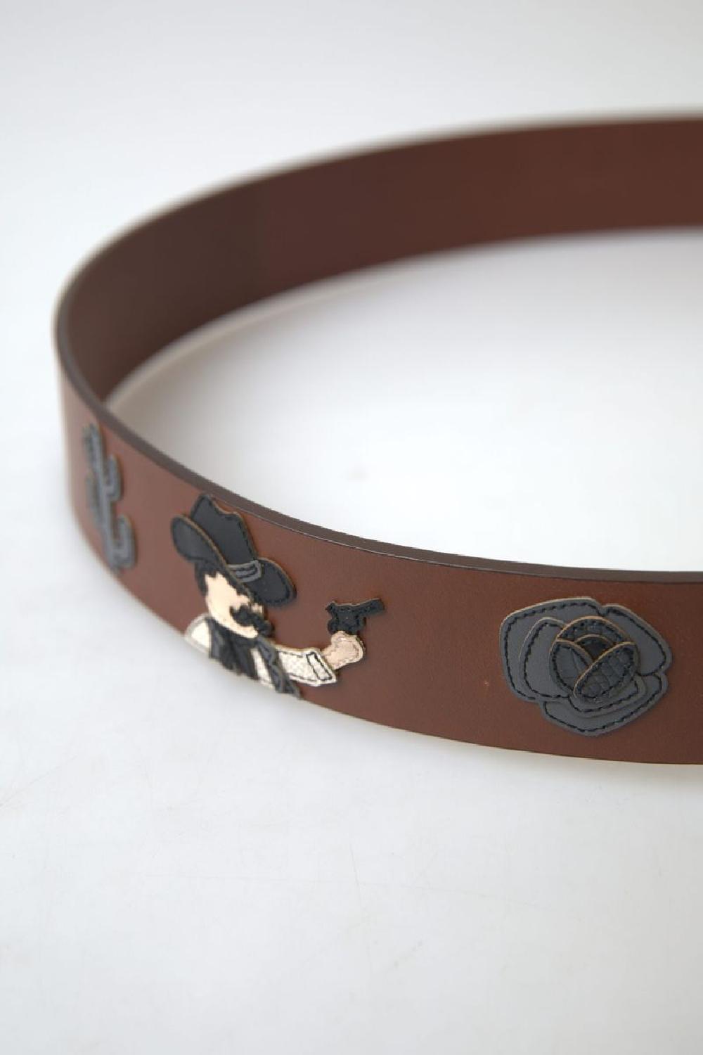 Brown Leather #DGFAMLY Square Buckle Belt - 100-cm-40-inches