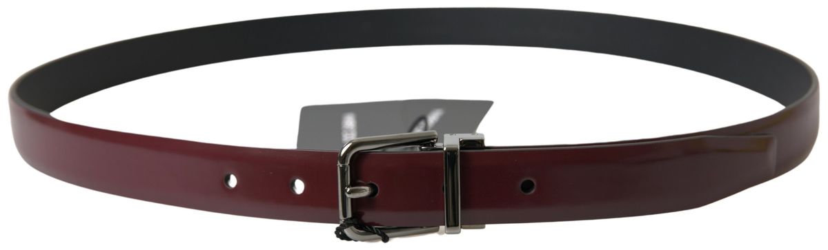 Bordeaux Leather Silver Metal Buckle Belt - 100-cm-40-inches