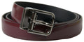 Bordeaux Leather Silver Metal Buckle Belt - 85-cm-34-inches