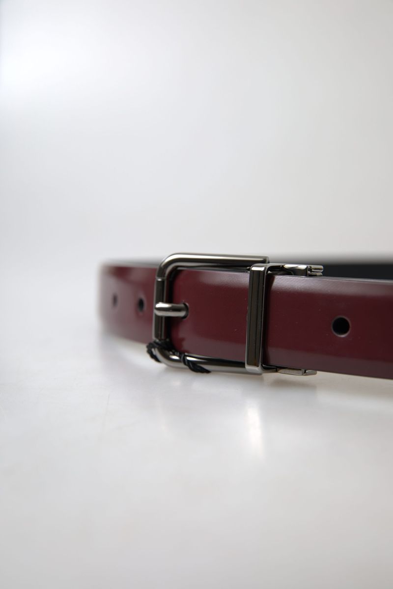 Bordeaux Leather Silver Metal Buckle Belt - 90-cm-36-inches