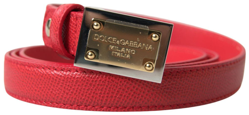 Red Leather Gold Engraved Metal Buckle Belt - 105-cm-42-inches