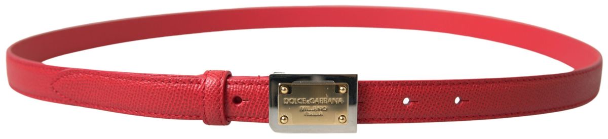 Red Leather Gold Engraved Metal Buckle Belt - 105-cm-42-inches