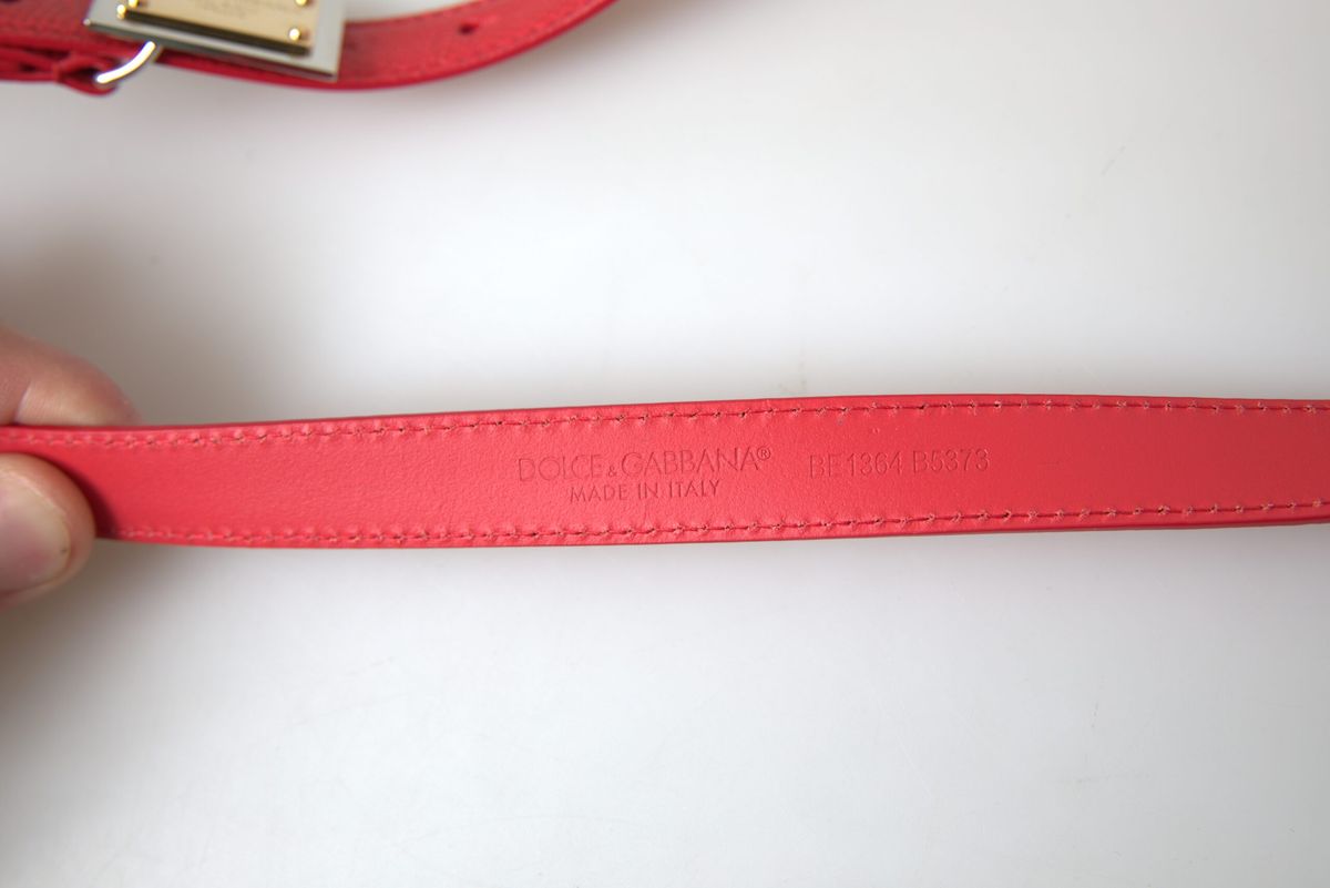 Red Leather Gold Engraved Metal Buckle Belt - 105-cm-42-inches