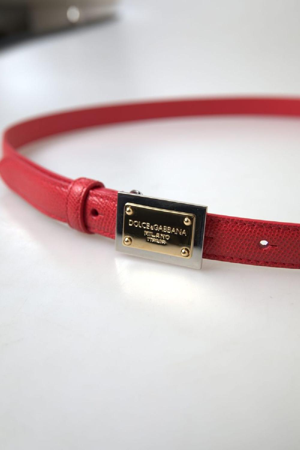 Red Leather Gold Engraved Metal Buckle Belt - 105-cm-42-inches