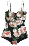 Black Swimsuit One Piece Floral Beachwear Bikini - it1-xs