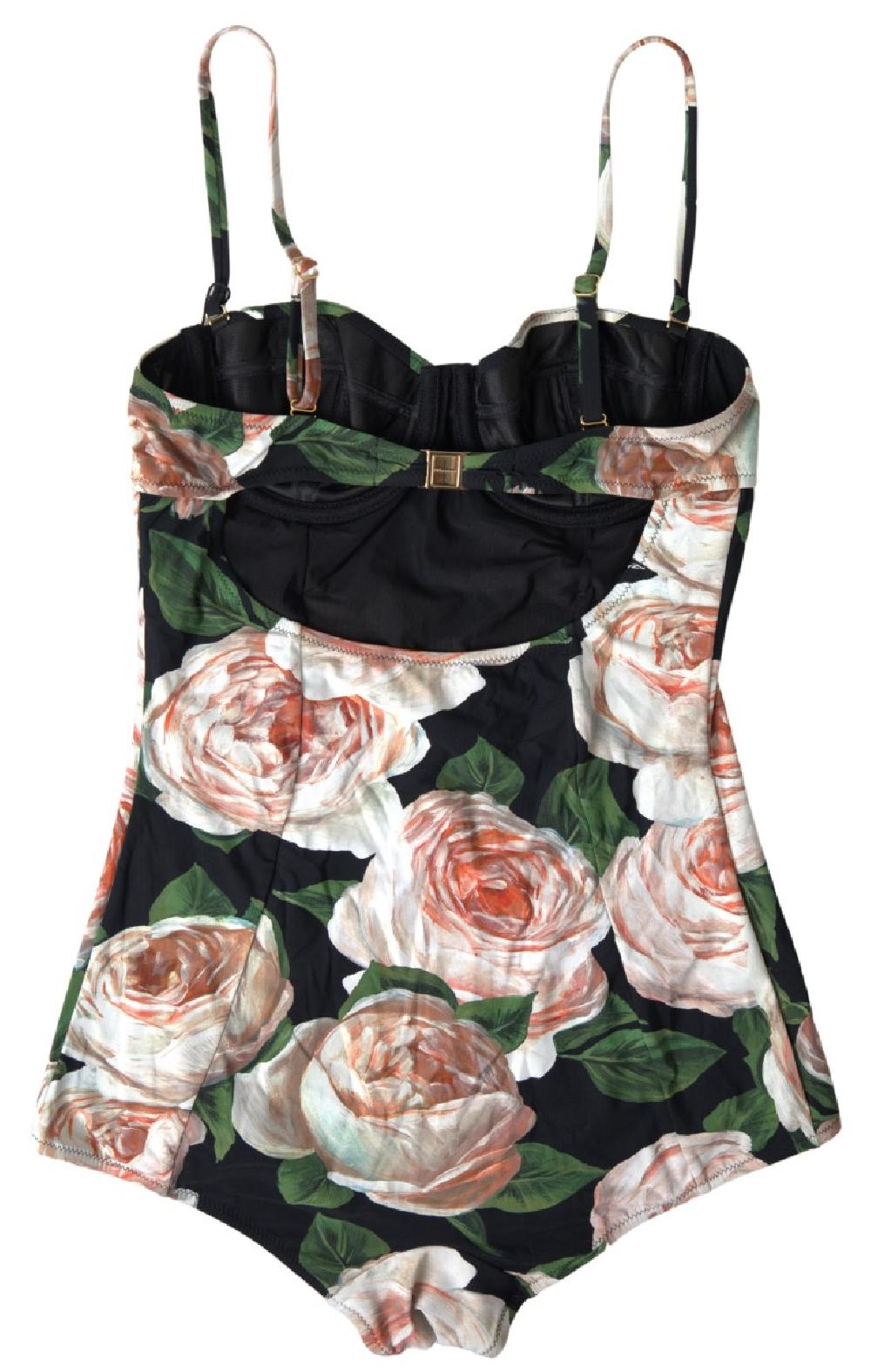Black Swimsuit One Piece Floral Beachwear Bikini - it1-xs