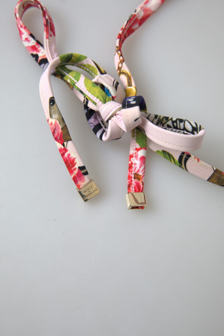 Pink Floral Halter Beachwear Swimwear Bikini Top - it1-xs