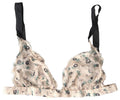 Beige Floral Underwear Bikini Bra - it1-xs