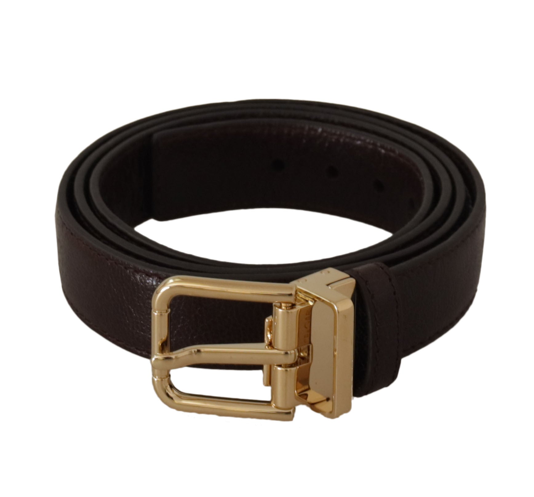 Brown Leather Gold Metal Buckle Belt - 95-cm-38-inches
