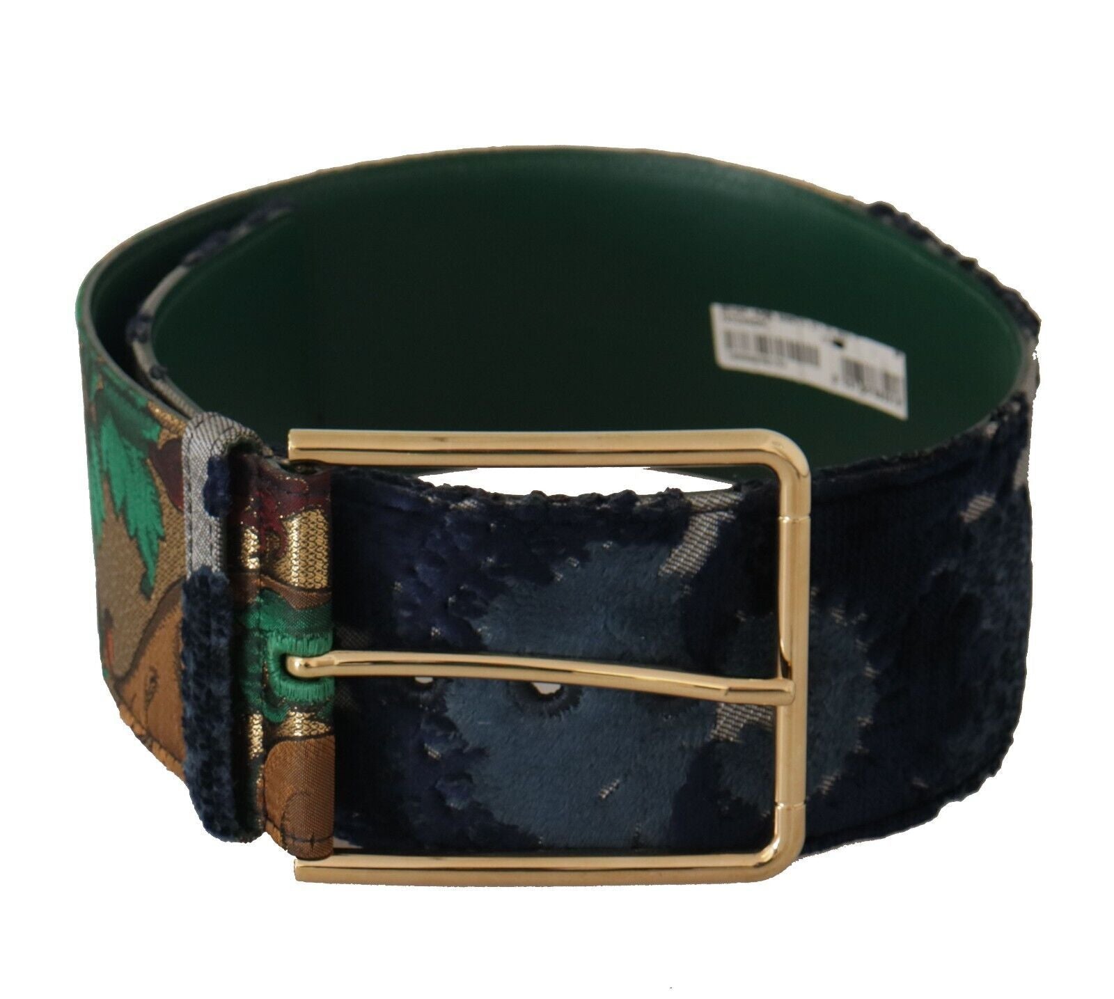 Green Jaquard Embroid Leather Gold Metal Belt - 70-cm-28-inches
