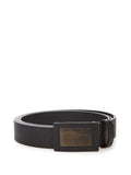Black Leather Belt with Logo Buckle - 115-cm-46-inches