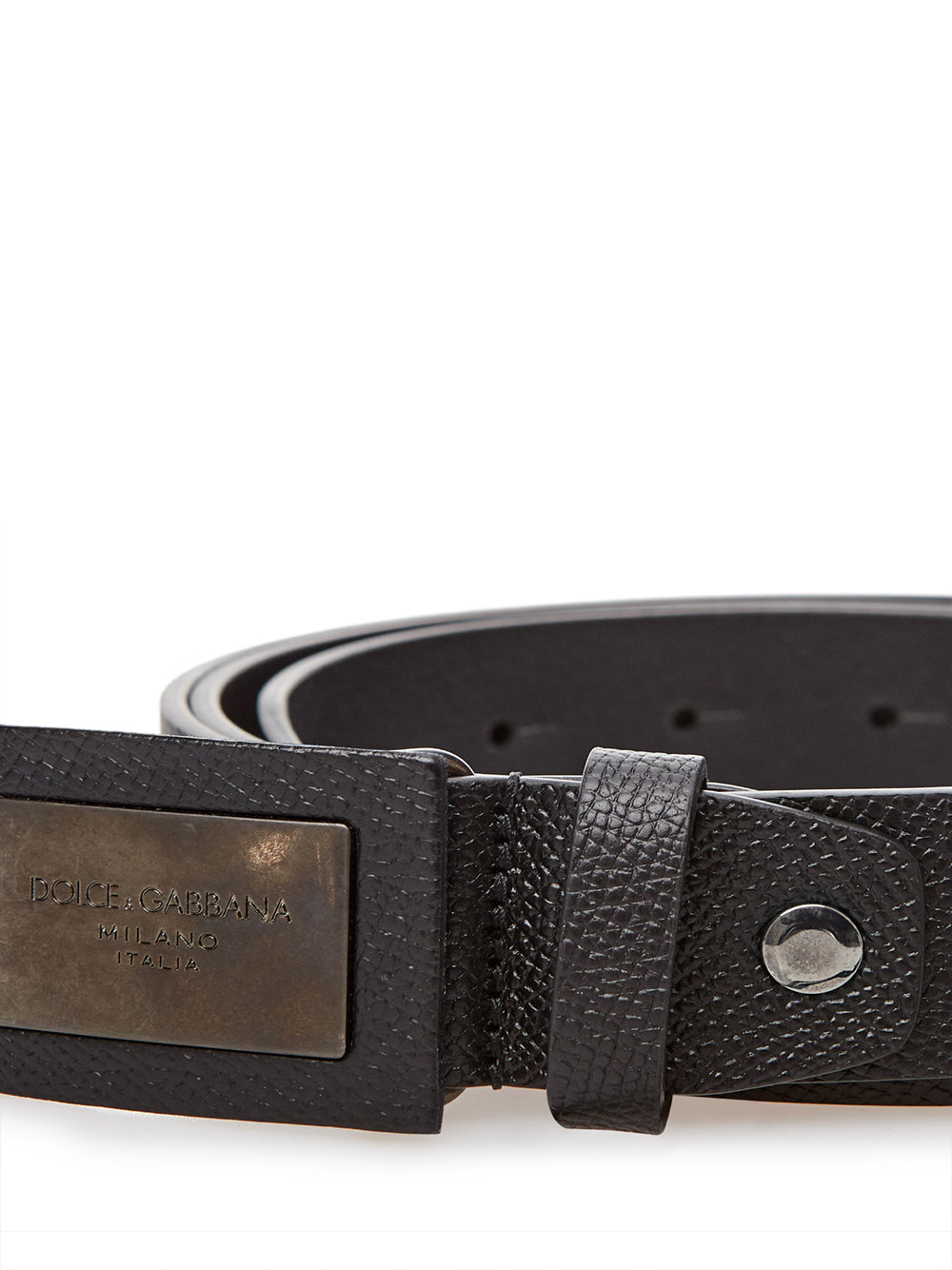 Black Leather Belt with Logo Buckle - 115-cm-46-inches