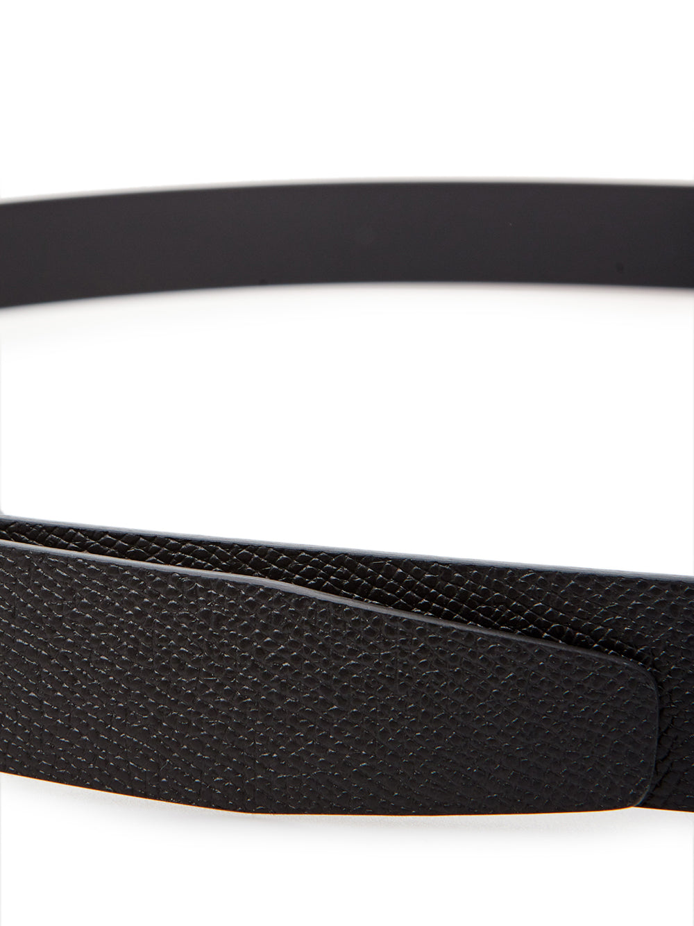Black Leather Belt with Logo Buckle - 115-cm-46-inches