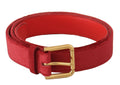 Red Velvet Gold Logo Engraved Metal Buckle Belt - 85-cm-34-inches