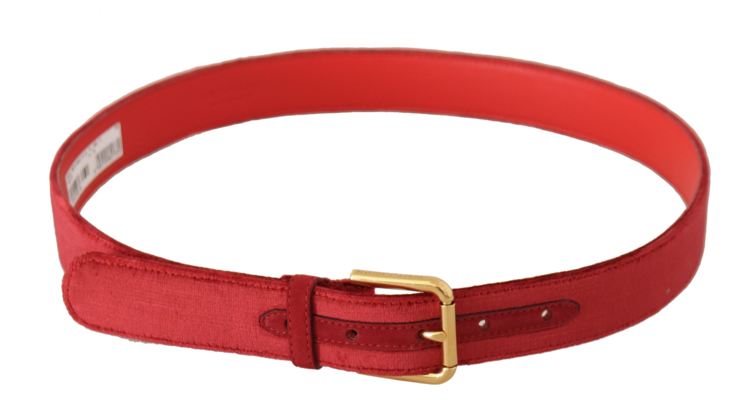 Red Velvet Gold Logo Engraved Metal Buckle Belt - 85-cm-34-inches
