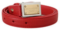Red Leather Gold Engraved Metal Buckle Belt - 105-cm-42-inches