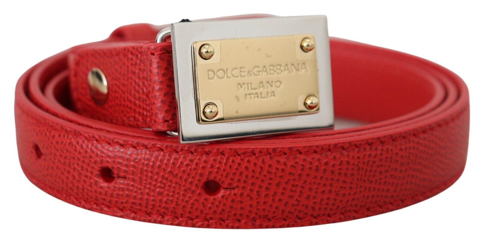 Red Leather Gold Engraved Metal Buckle Belt - 105-cm-42-inches