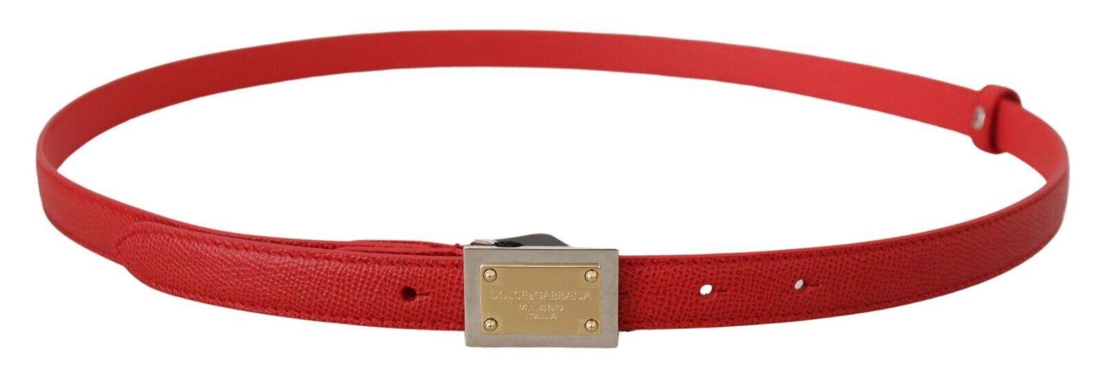 Red Leather Gold Engraved Metal Buckle Belt - 105-cm-42-inches