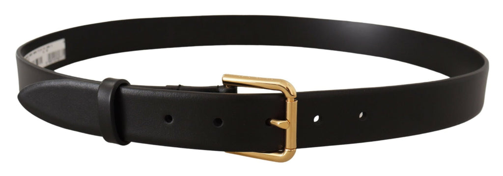 Black Calf Leather Gold Metal Logo Buckle Brown - 90-cm-36-inches