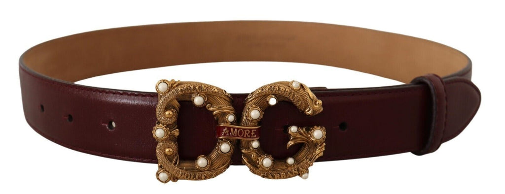 Bordeaux Leather Brass L...uckle Baroque Amore Belt - 75-cm-30-inches