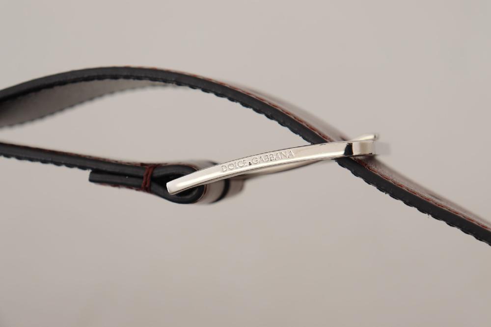 Bordeaux Calf Patent Leather Logo Waist Buckle Belt - 85-cm-34-inches