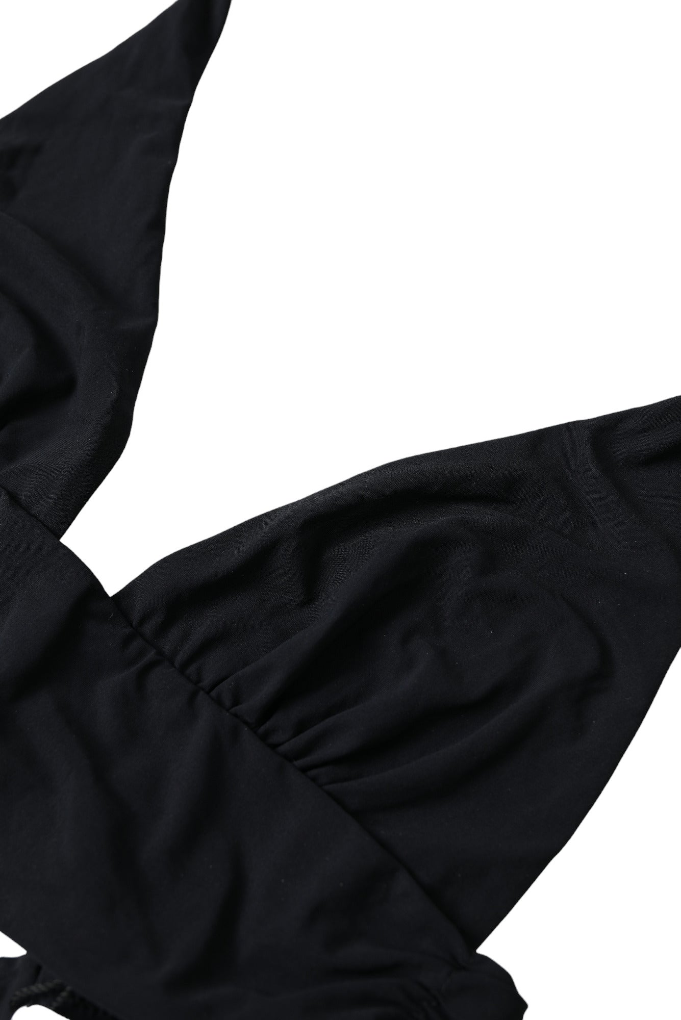 Black Nylon Stretch Swimwear Halter Top Bikini - it1-xs