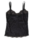 Black Lace Silk Sleepwear Camisole Top Underwear - it1-xs