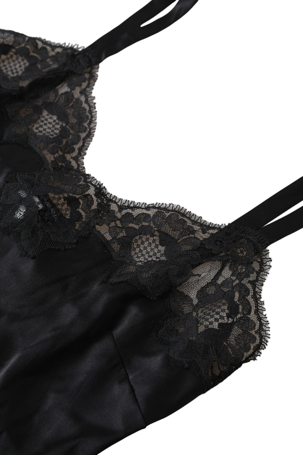 Black Lace Silk Sleepwear Camisole Top Underwear - it1-xs
