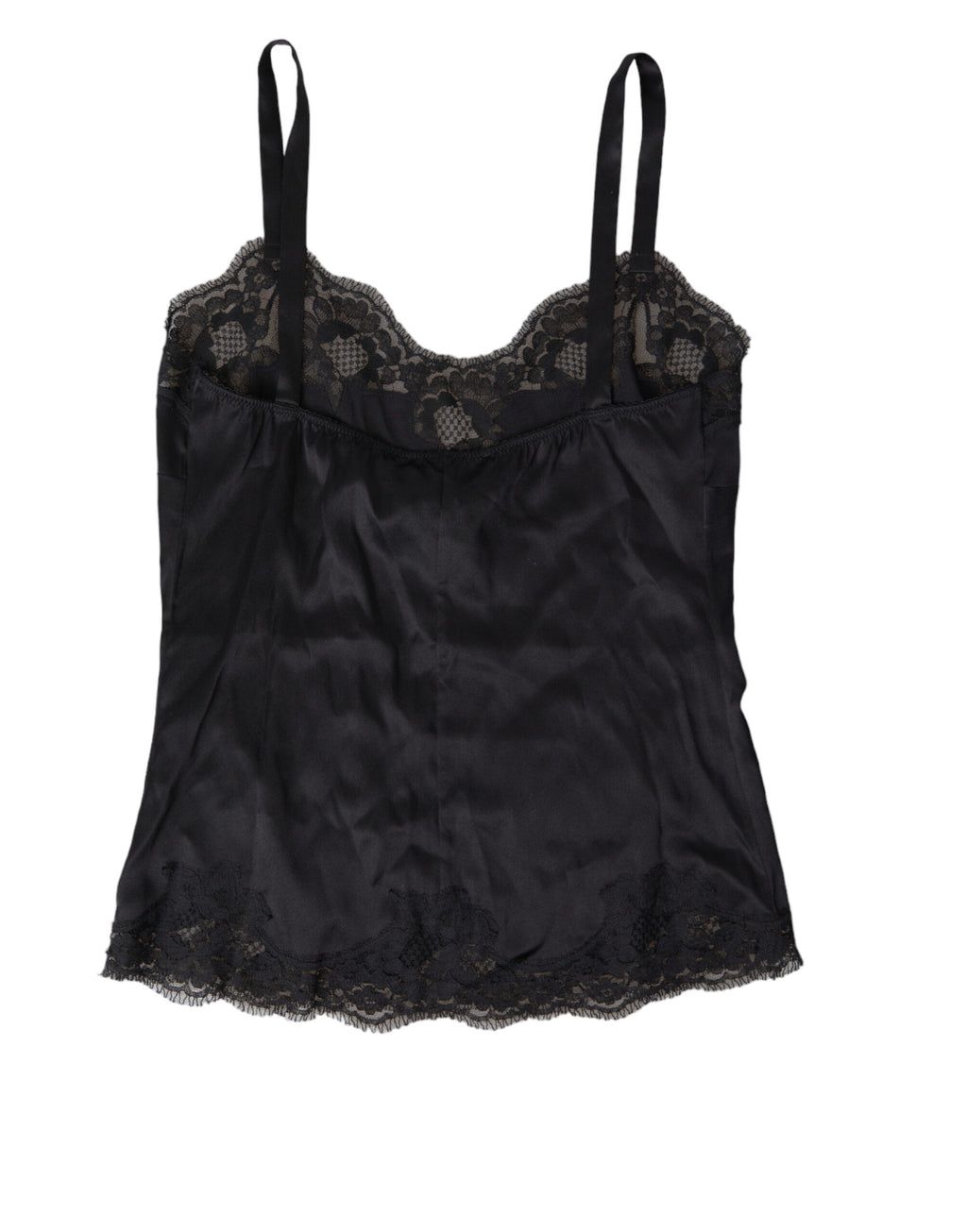 Black Lace Silk Sleepwear Camisole Top Underwear - it1-xs