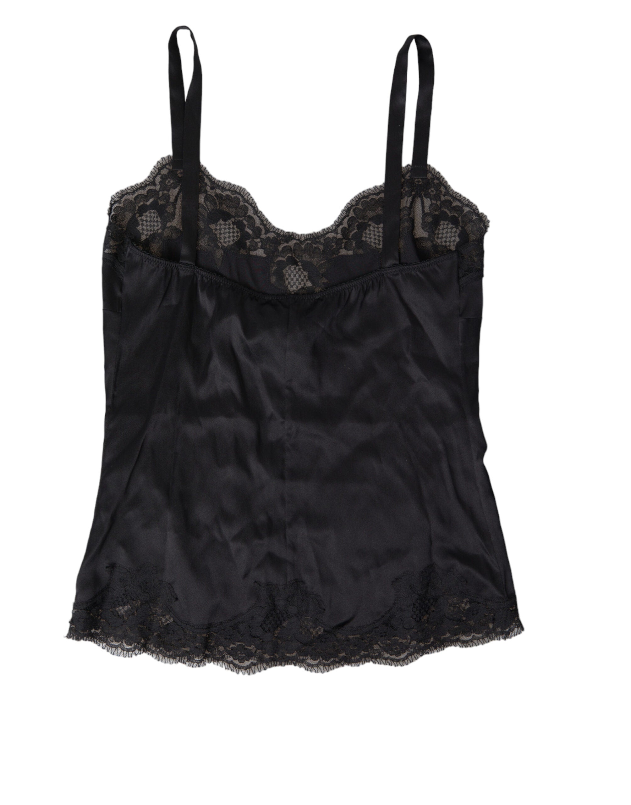 Black Lace Silk Sleepwear Camisole Top Underwear - it1-xs