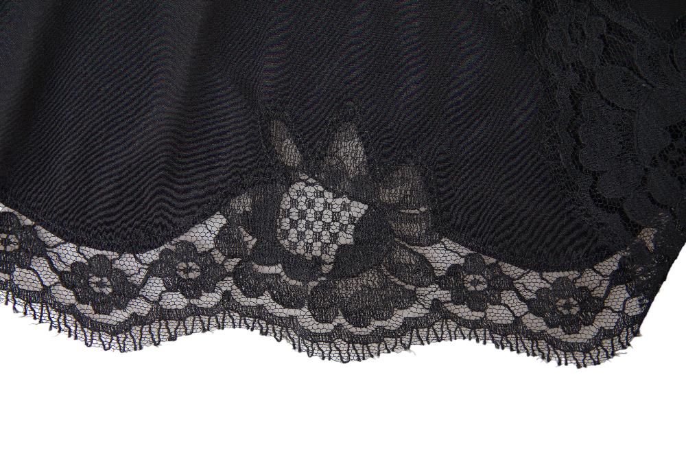 Black Lace Silk Sleepwear Camisole Top Underwear - it1-xs